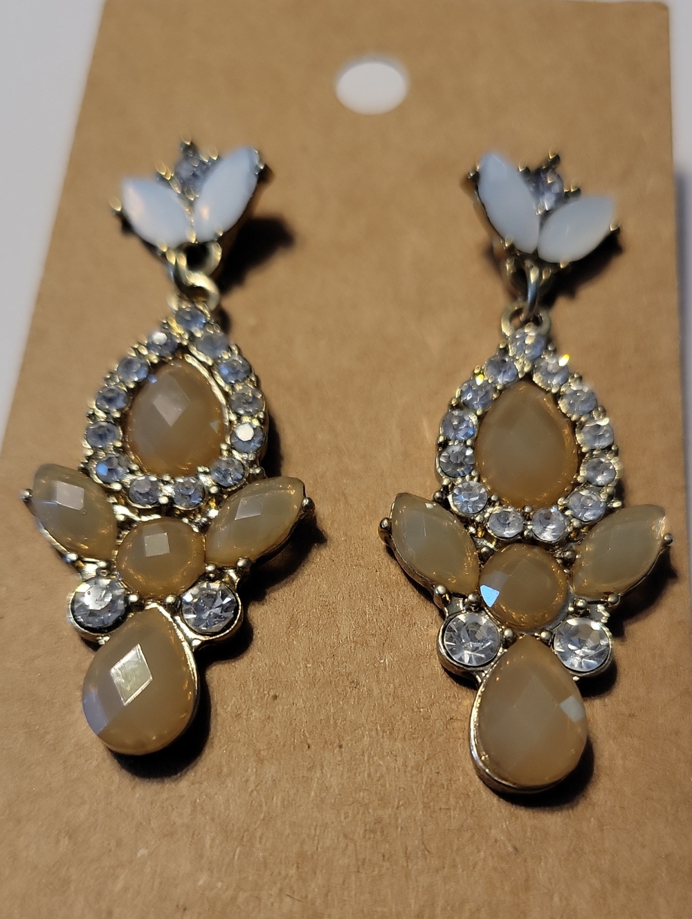 Elegant Cream Teardrop Statement Earrings